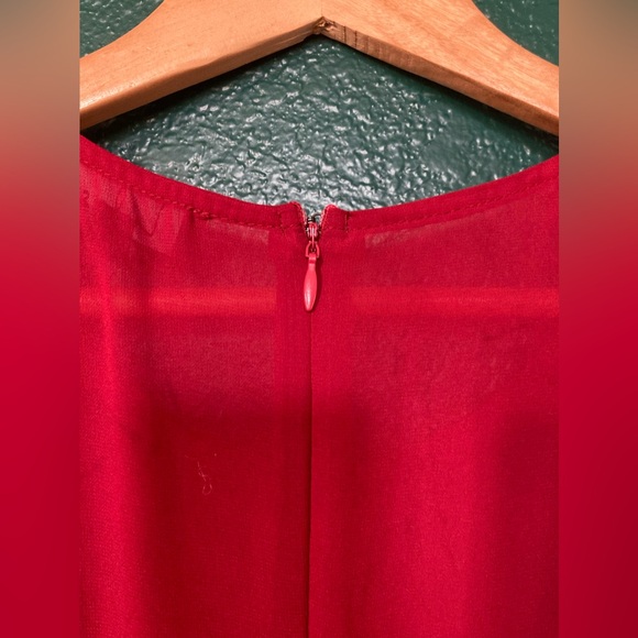 Lulus medium Clear Wine Red Long Sleeve Tiered Midi GUC LINED! - Picture 8 of 11